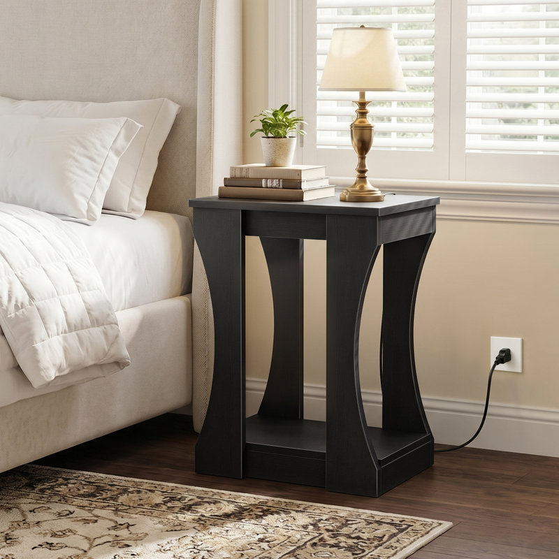 Table de bout avec station de charge, Black