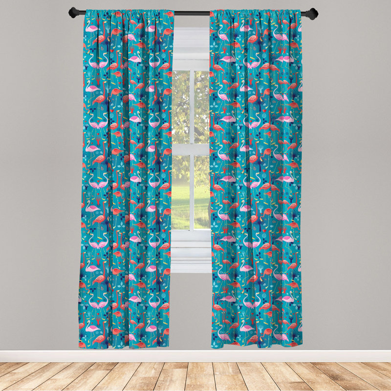 Flamingo Symmetric and Contuous Semi-Sheer Rod Pocket Sliding Panels, 28" x 84"