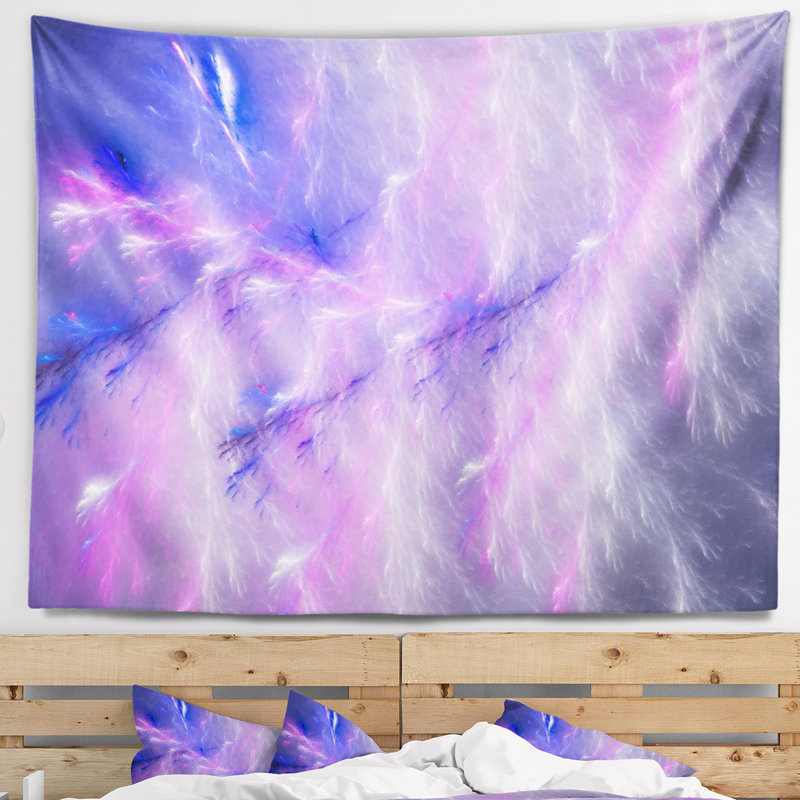Tapisserie abstraite mystique bleu ciel tonnerre, H 50 po x l 60 po
