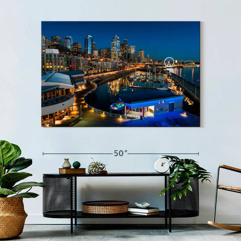 Ravi Seattle Night Skyline, 34" H x 51" W