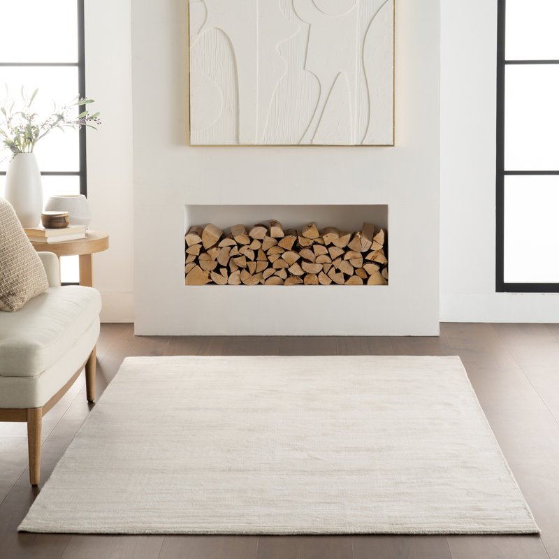 Alva Sand Hand Loom Knotted Viscose Rug, Rectangle 7'6" x 9'6"