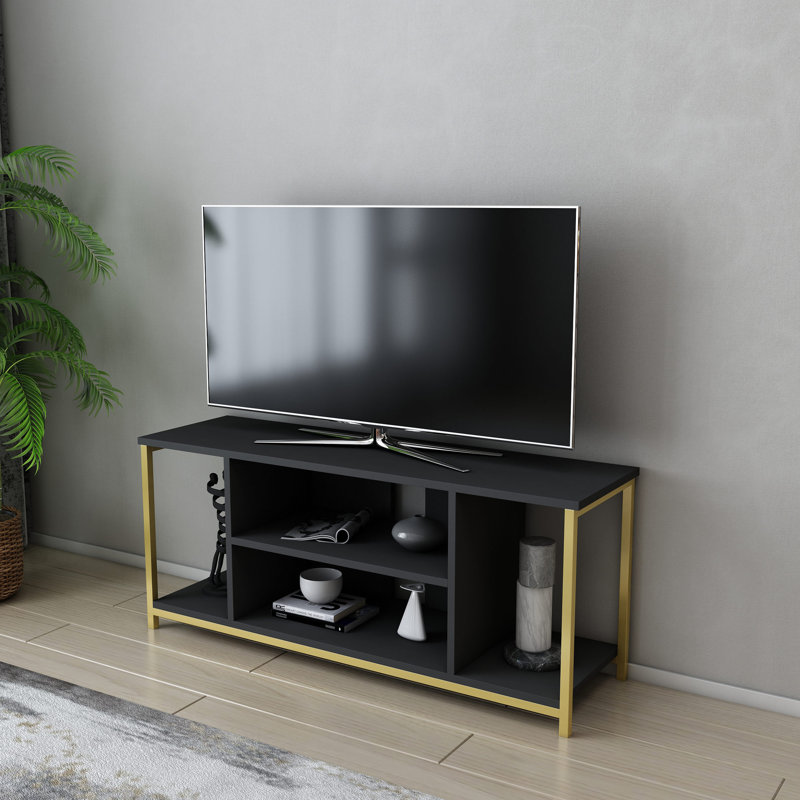 Meuble télé, Gris/doré
