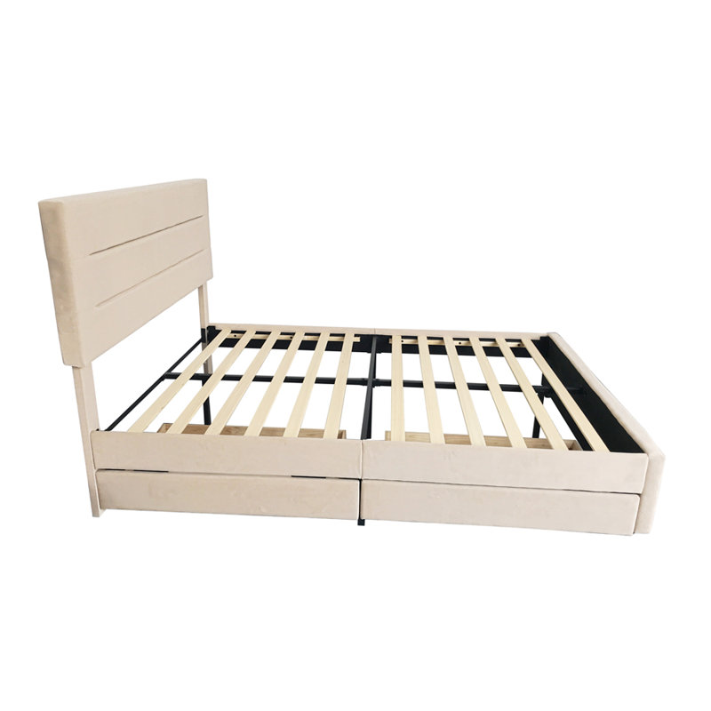 Upholstered Storage Bed, Champagne, Double (4'6)