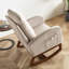 Chaise berçante en lin beige rembourrée de mousse à haut dossier et rembourrée de mousse