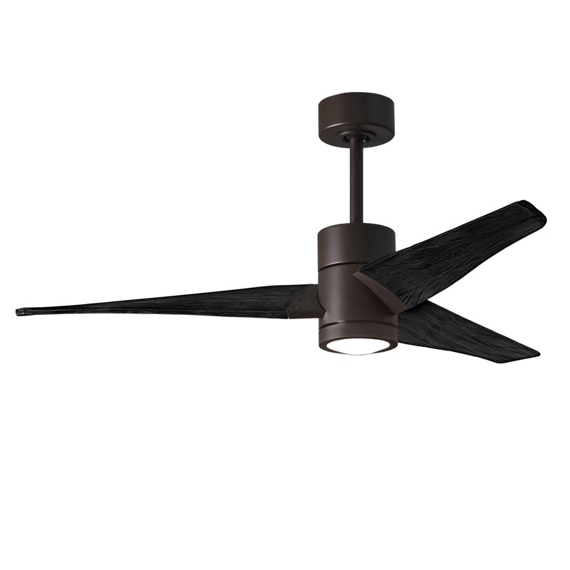 LED Downrod Ceiling Fan, Textured Bronze, Matte Black, 60"