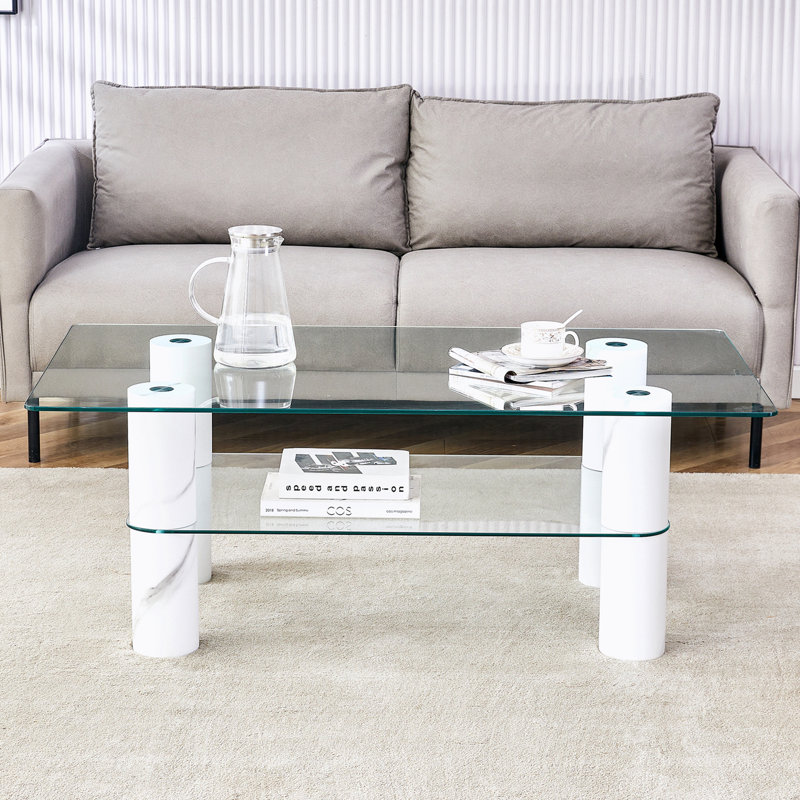 Modern, Glass Top MDF Console Table, White
