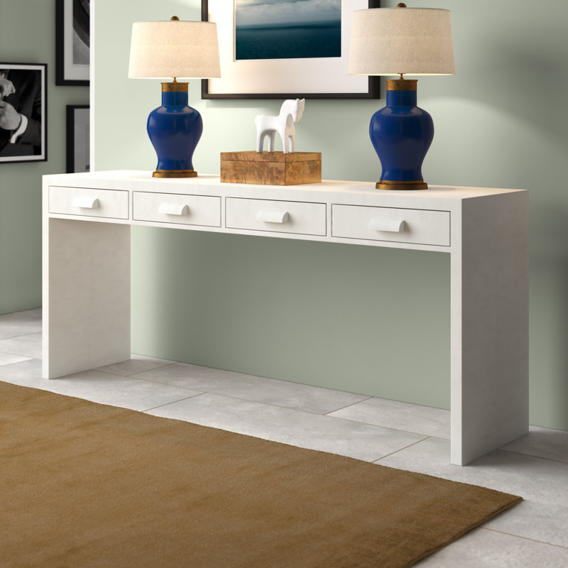 Irwindale Classic White Veneer Console Table with Storage