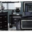 Table de chevet moderne noire avec surface en faux alligator et 2 tiroirs pour une chambre fonctionnelle-720997005