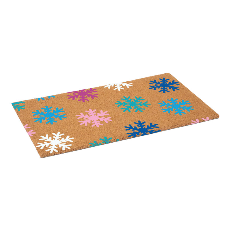 Colorful Snowflake Doormat, 17" W x 29" L, Multicolor