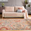 Tapis floral ivoire et orange résistant aux taches 7 pi x 9 pi