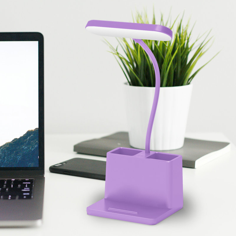 Lampe de bureau réglable avec rangement Covie, Mauve