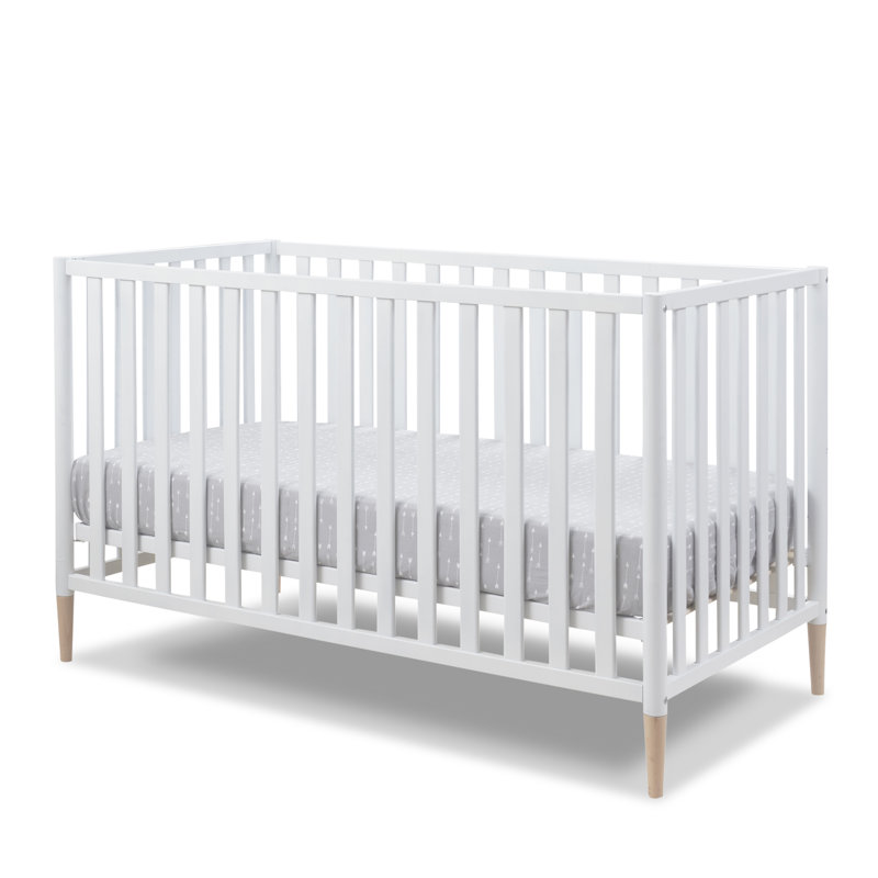 Lit de bébé à hauteur ajustable Mia, Blanc/naturel, Crib