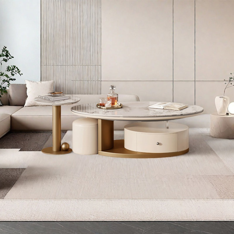 Table basse moderne moderne, Doré, H 16,5 po x L 51,2 po x l 27,6 po