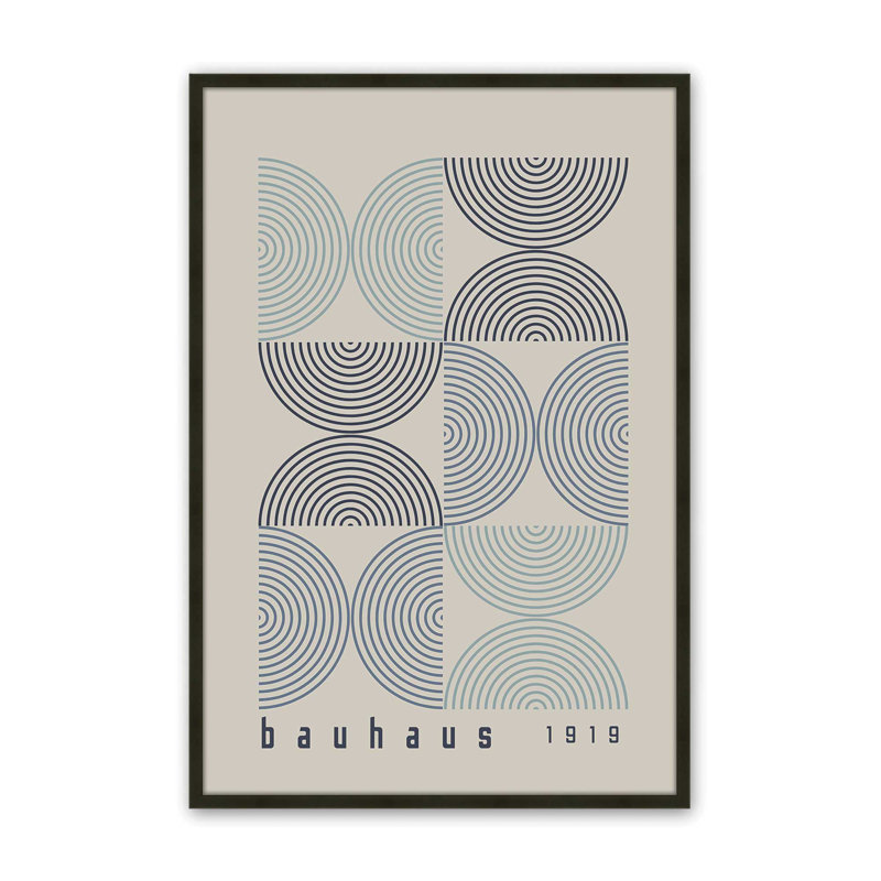 «Midnight Bauhaus Composition», affiche, Reproduction encadrée sans passe-partout, H 15 po x l 12 po x P 1,25 po, Noir satiné
