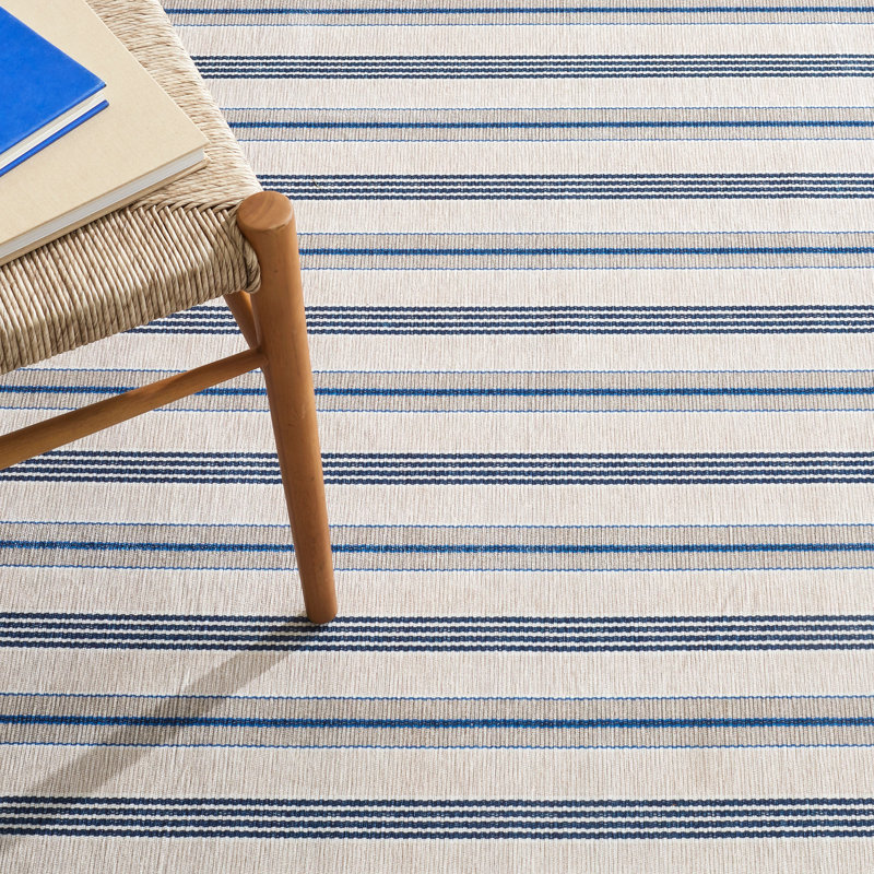 Nimes Ticking Neutral Machine Washable Rug, Runner 2'6" x 8'
