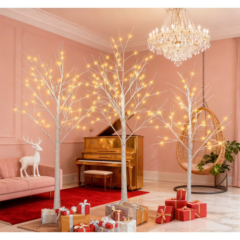 Arbre artificiel à DEL 4 pi, 5 pi et 6 pi avec lumières blanches chaudes