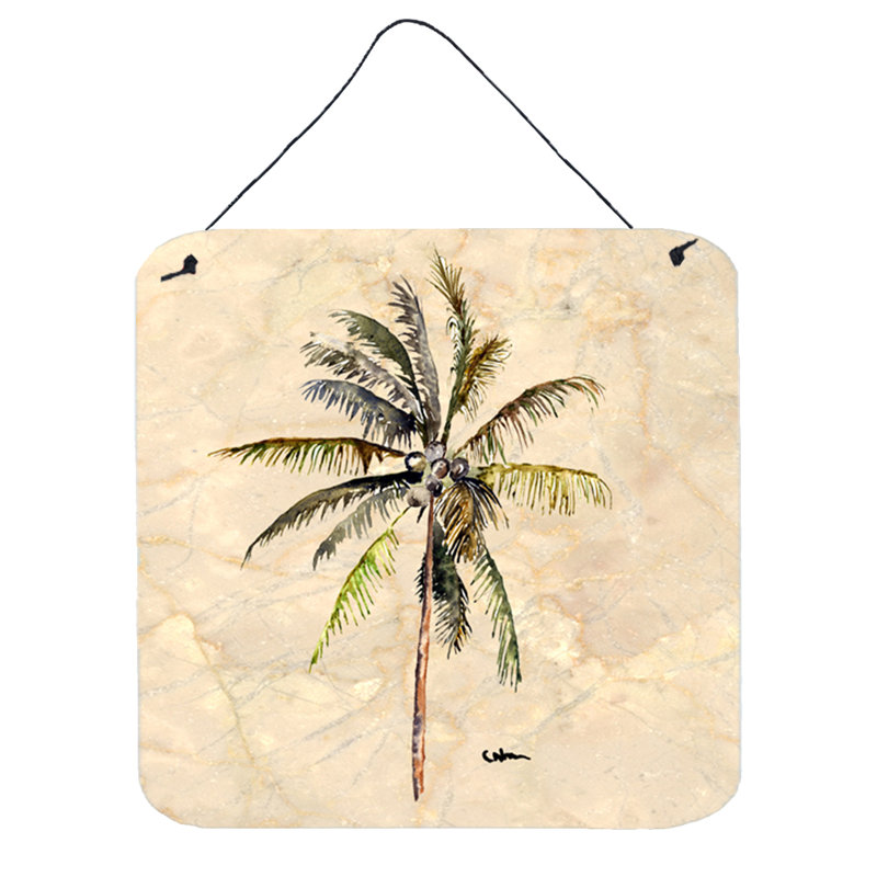 « palm tree »-impression sans cadre sur métal, H 6 po x l 6 po x P 0,02 po