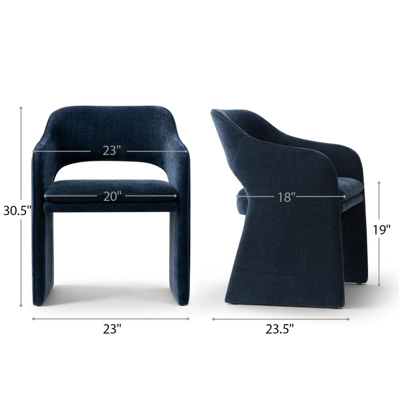 19" Seat Height Upholstered Chenille Dining Armchair, Blue