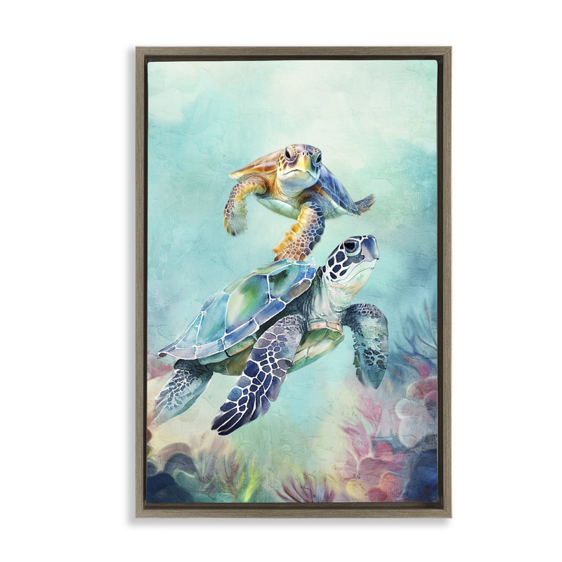 Toile flottante sous-marine, art par Kim Allen, H 25 po x l 17 po, Cadre flottant orme Montalcino