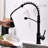 Modern Black Kitchen Sink Faucet With Pull Out - 360 Rotation Single Hole Rotatable Handle