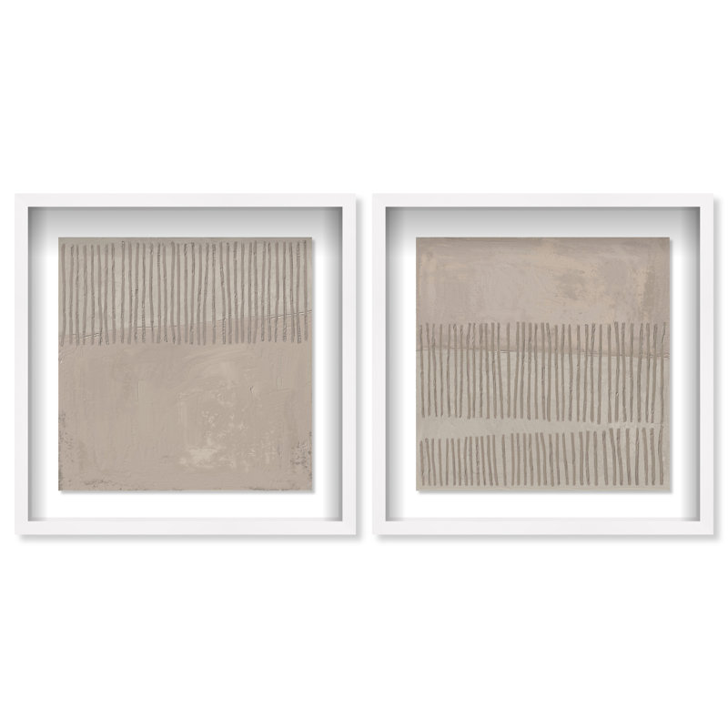 Minimal Fence Set Shadowbox Abstract Print by Oliver Gal, Black Frame, 12 x 12, 31.5"H x 31.5"W, White Shadowbox