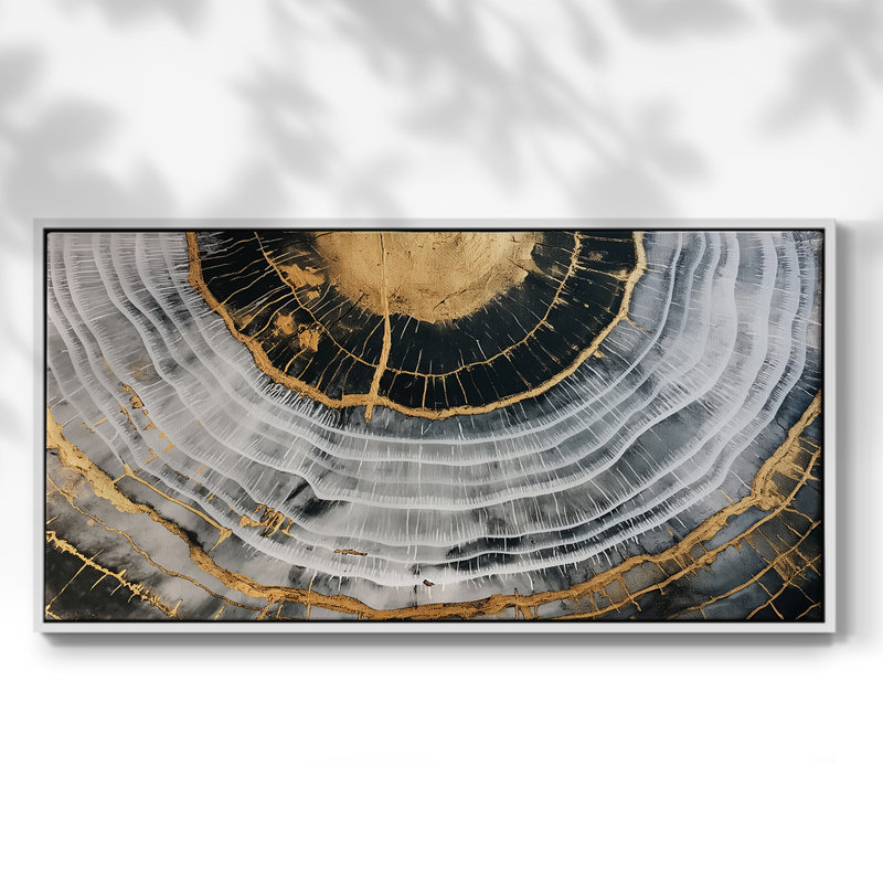 «Abstract Series» -CC- Toile tendue avec châssis tendue, prête à accrocher, H 17 po x l 33 po, Blanc