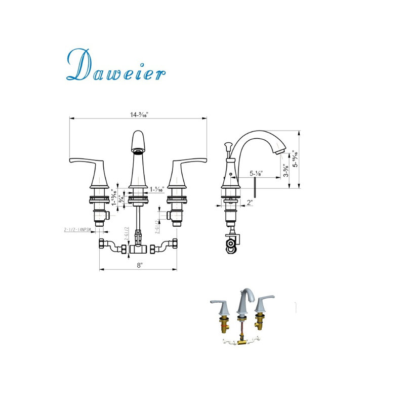 2-handle Bathroom Faucet with Drain Assembly, Brushed Nickel