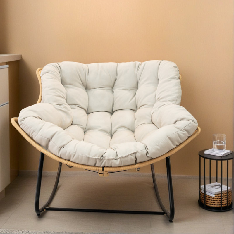 Chaise berçante en rotin pour l'extérieur, Beige
