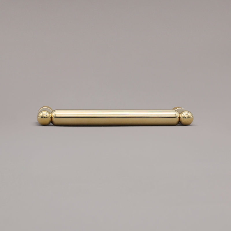 Poignée d'armoire moletée, 4", Unlacquered Brass