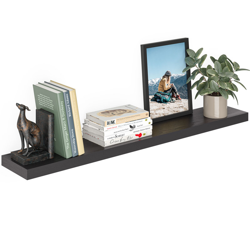 Tablette murale flottante 48 po Miami, Noir, H 1,5 po x l 48 po x P 8 po