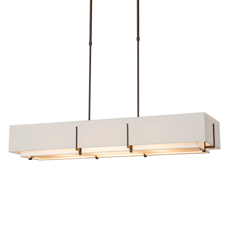 Exos 4 - Light Unique/Statement Linear Pendant, Bronze, Flax Shade