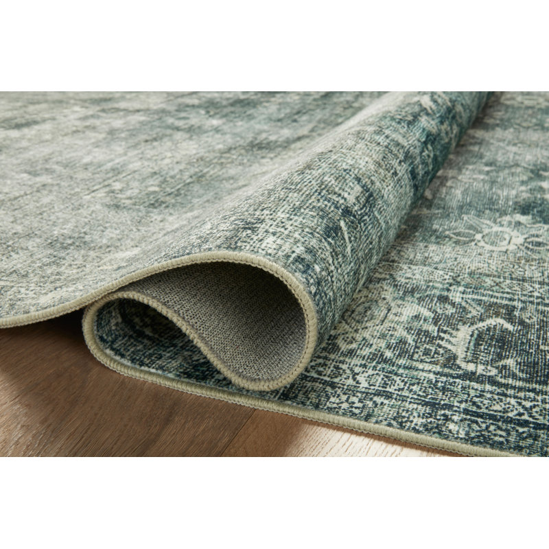 Magnolia Home By Joanna Gaines X Loloi Banks Machine Washable Blue / Lagoon Area Rug, Runner 2' x 5'