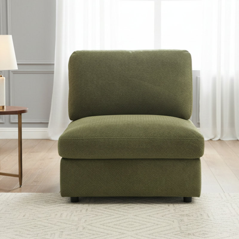 Chaise d'appoint rembourrée sans accoudoirs, Vert