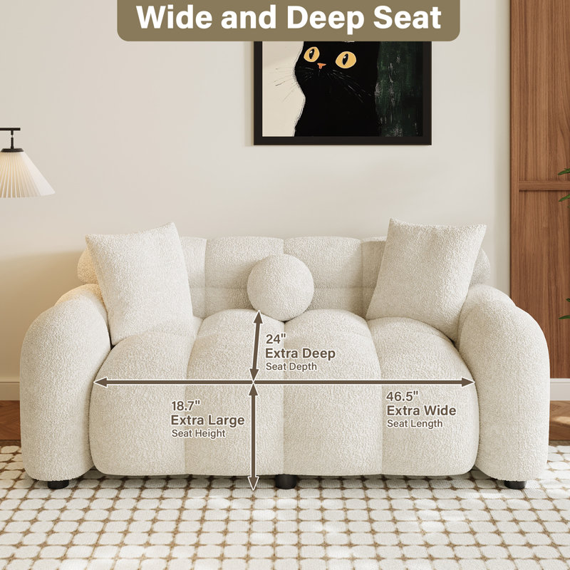 Ottwell 64.7'' Upholstered Loveseat Sofa, Beige