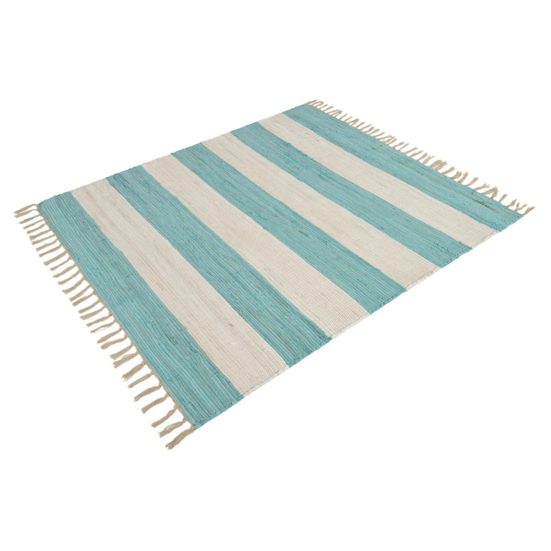 Abitha Cotton Striped Indoor Rug, Square 7'10"