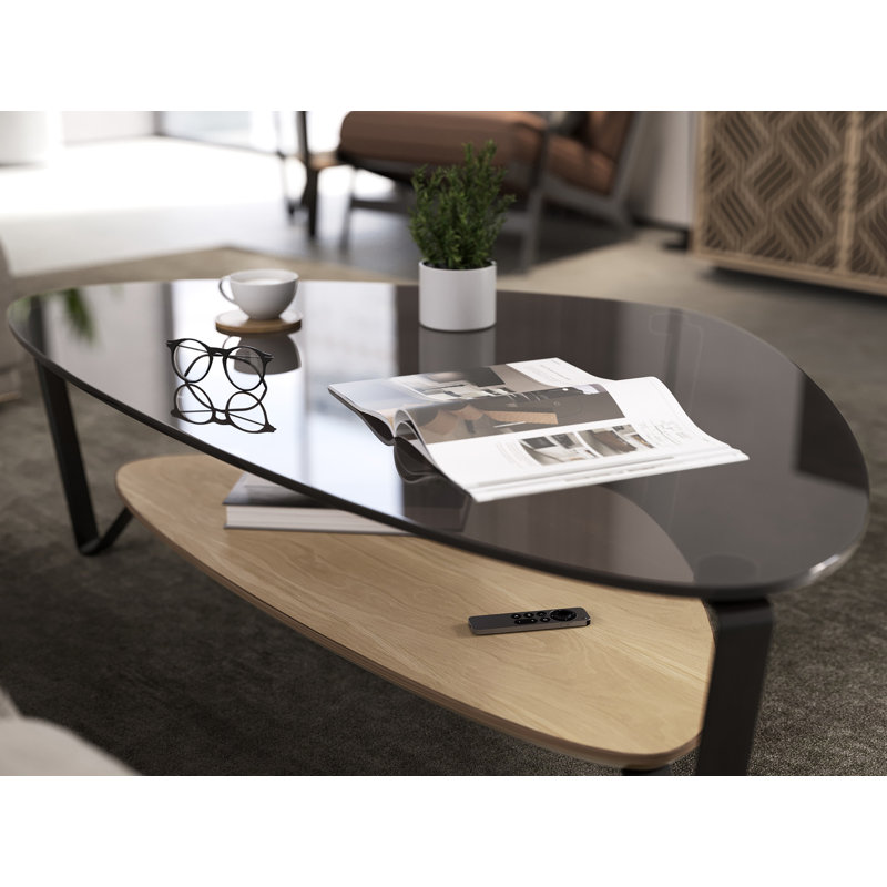 Dino Coffee Table, 15.5" H x 44" L x 27" W, Washed Oak
