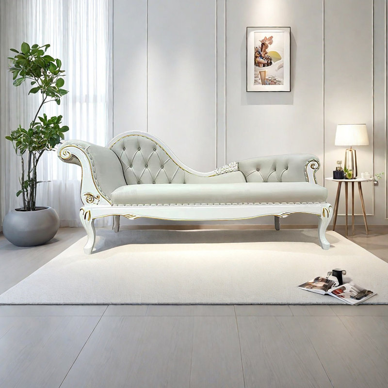 Exquisitely light luxury solid wood recliner, Light khaki, Left Hand Facing