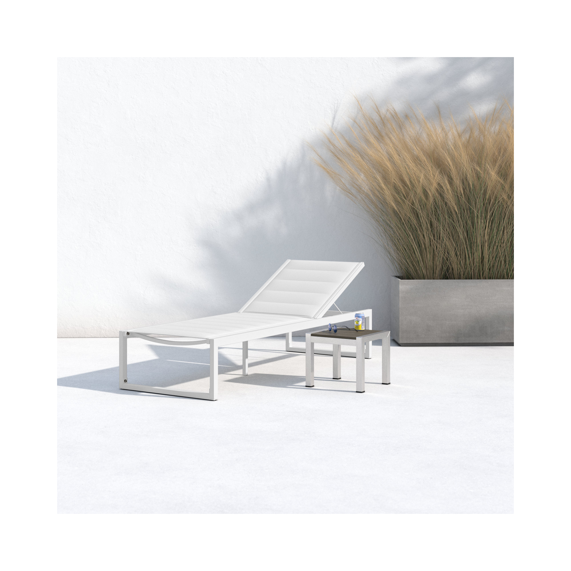 Armando Outdoor Aluminum Chaise Lounge, White
