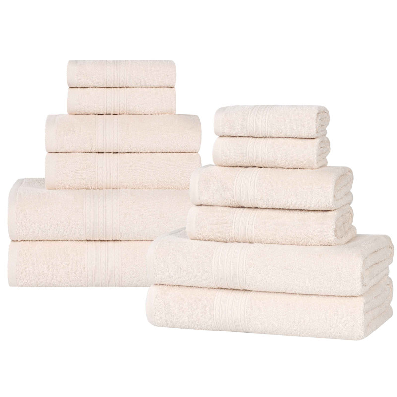 Ensemble de serviettes 100% coton durables, Ivoire ivoire