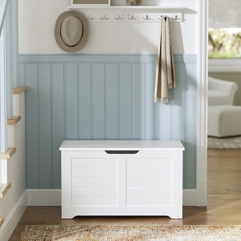 Kebra Flip-Top Manufactured Wood Storage Bench, 18.5" H x 32" W x 16" D, Cloud White