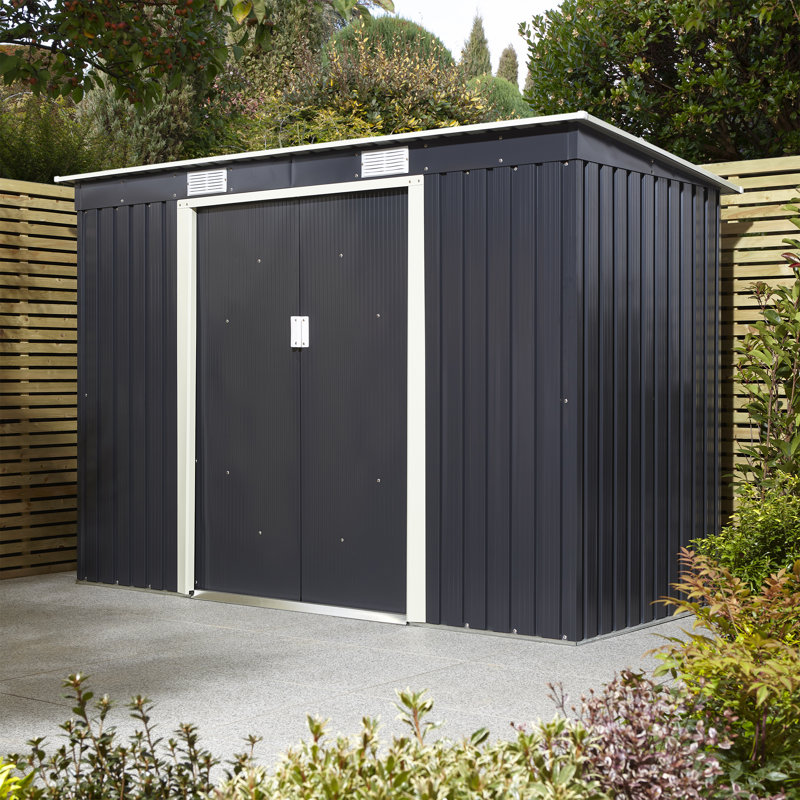 Rowlinson Trentvale 8x4 Metal Pent Shed, Dark Grey