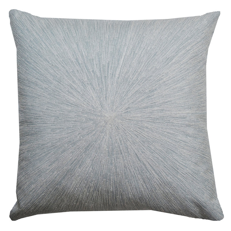 Cloud9 Design Nim Aqua Silver Linen Pillow 20"x20", Gray