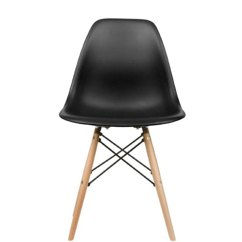 Chaise Hrileena Leffie avec pieds naturels, Noir, Naturel