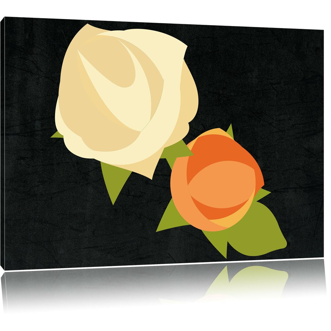 Leinwandbild Hübsche Rosen in Schwarz/Creme/Orange