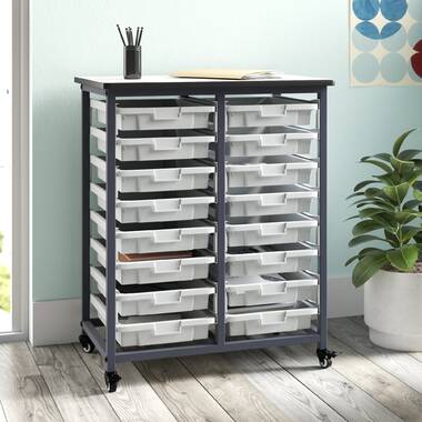 Luxor 38 H 16-Drawer Mobile Small Plastic Storage Unit with Bins