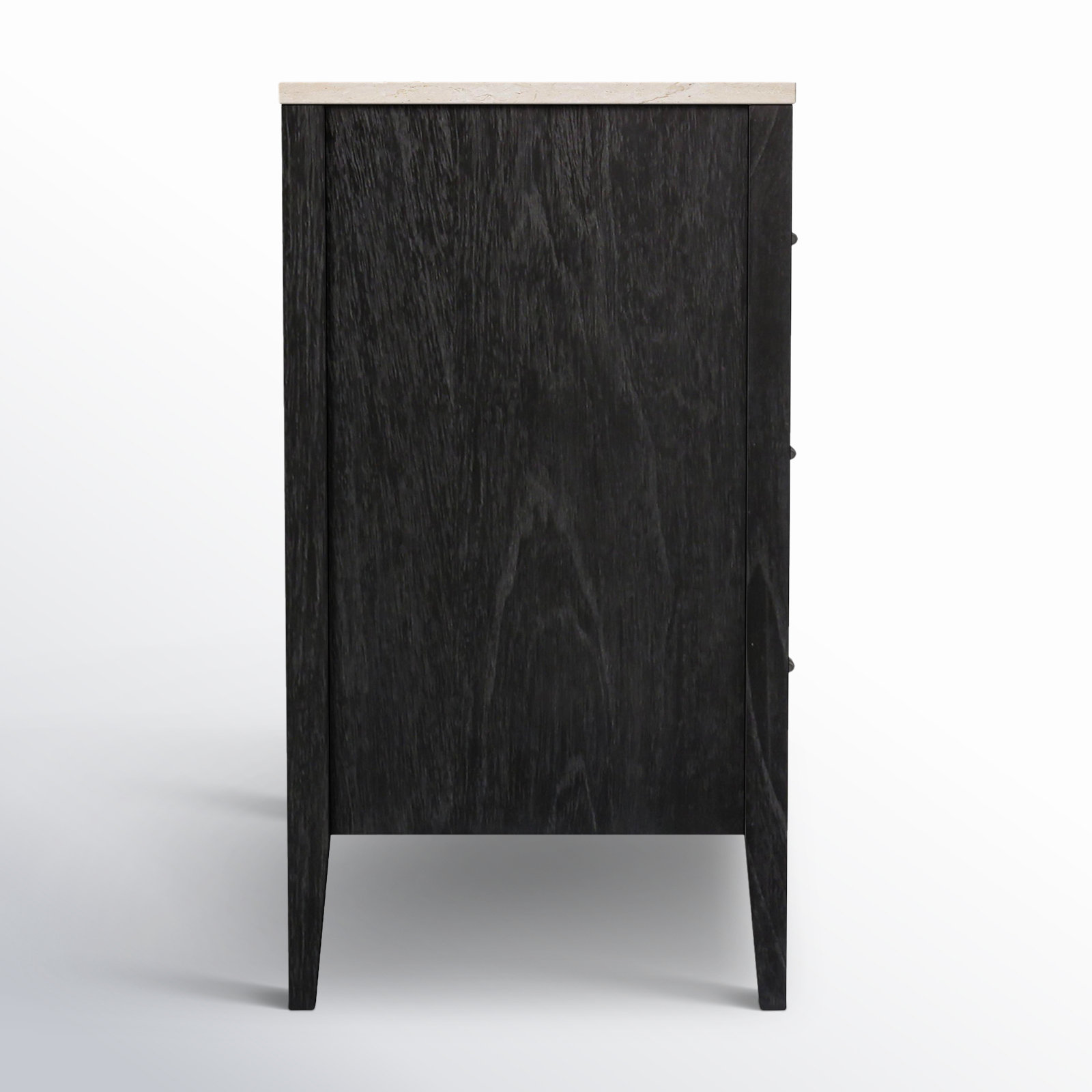 33" Genuine Marble Dresser, Washed Black/Ivory