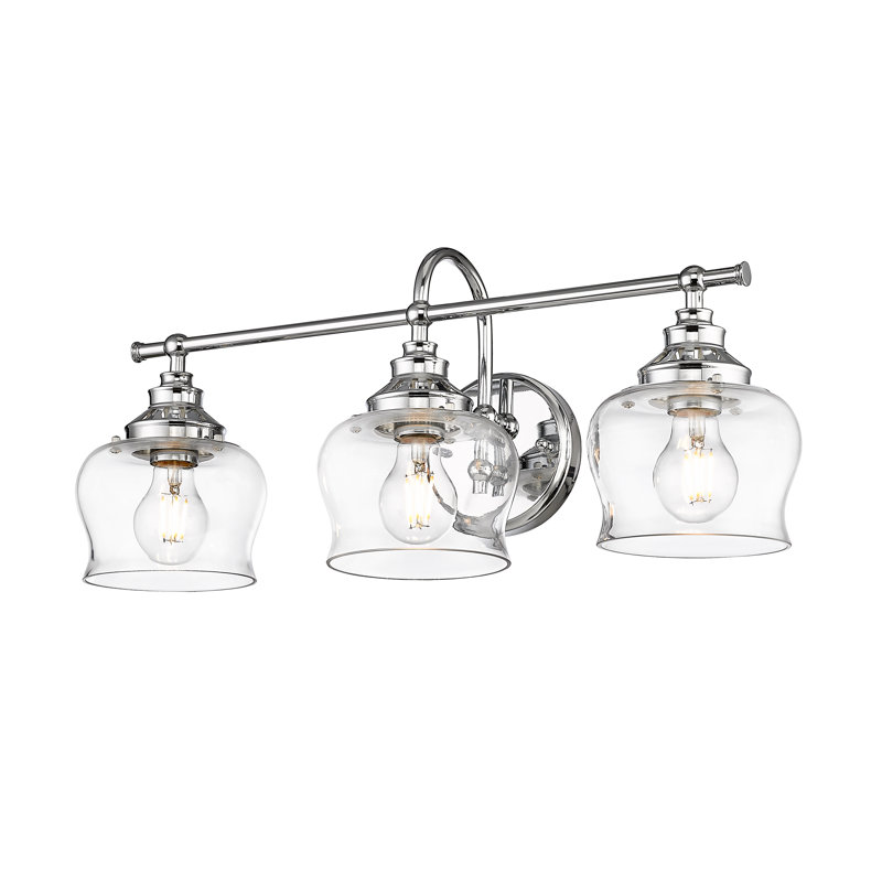 Éclairage pour salle de bain 3 lumières Daphne en chrome avec verre transparent