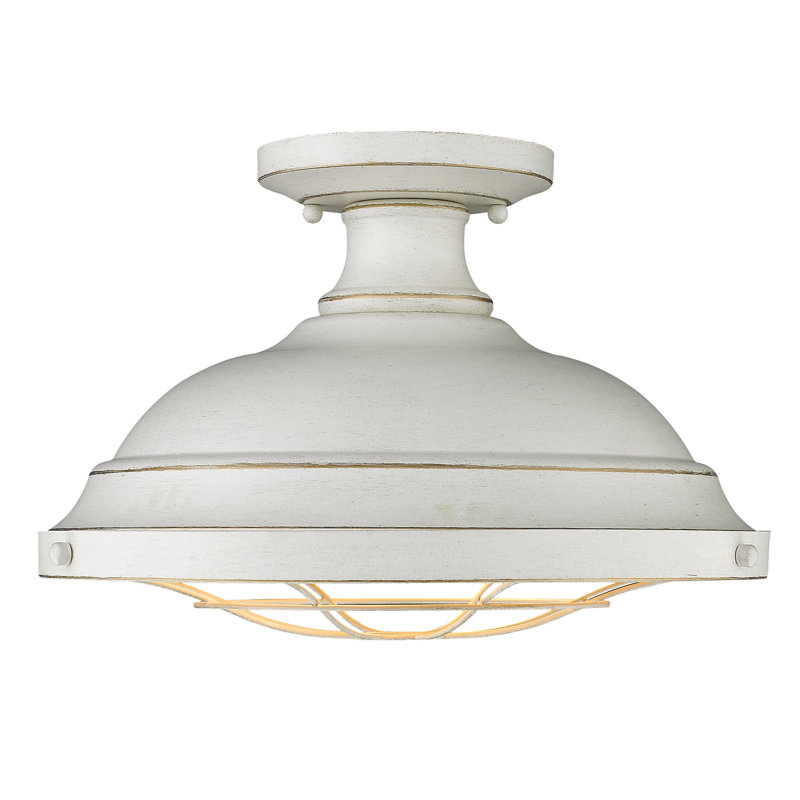 Skye Steel Semi Flush Mount, French White