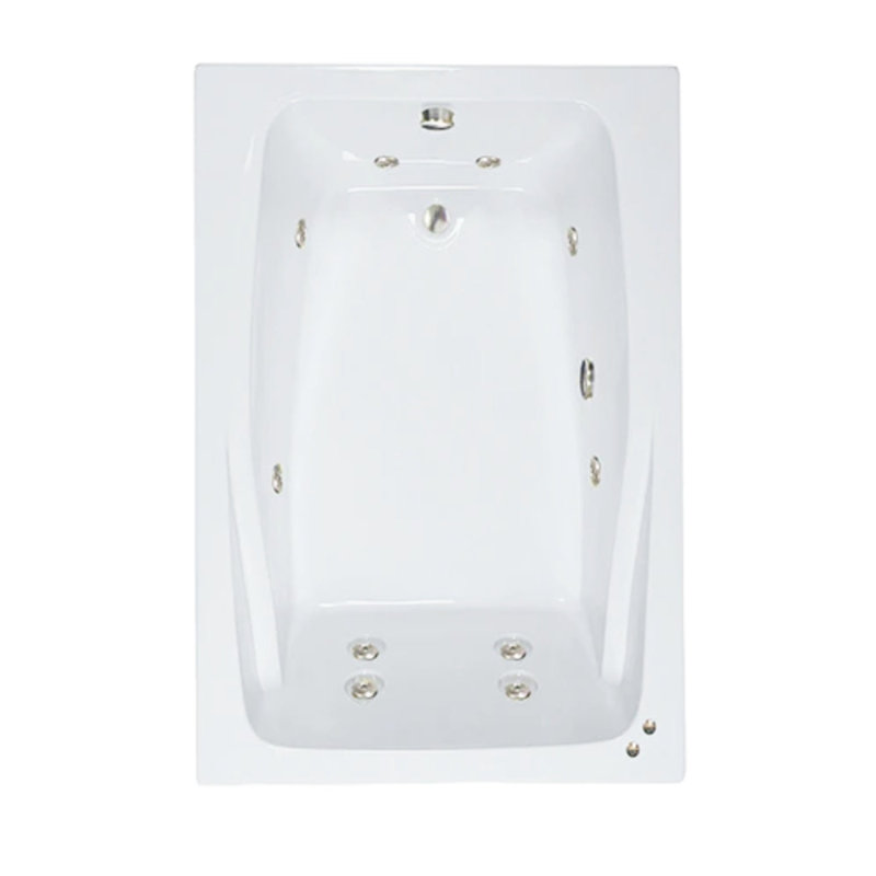 60" L x 48" W Drop In Whirlpool Acrylic Bathtub with Reversible Drain in White