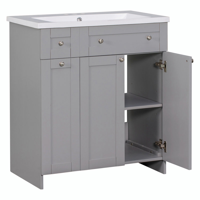Meuble-lavabo moderne 30 po, Gris